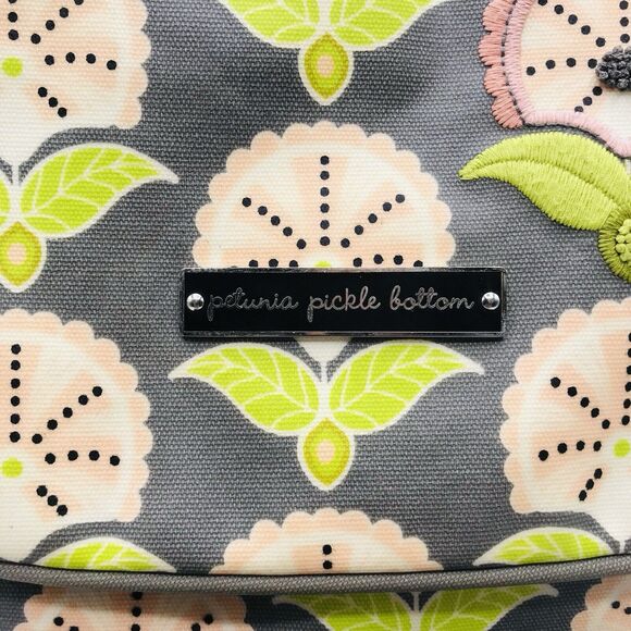 Petunia Pickle Bottom Boxy Backpack Diaper Bag Lage Floral Grey Green Pink main image 9